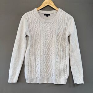 Tommy Hilfiger Women’s White Cable Knit Sweater Size Small 100% Cotton